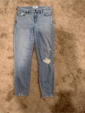 PAIGE Light Wash Distressed Skinny Jeans verdugo ankle